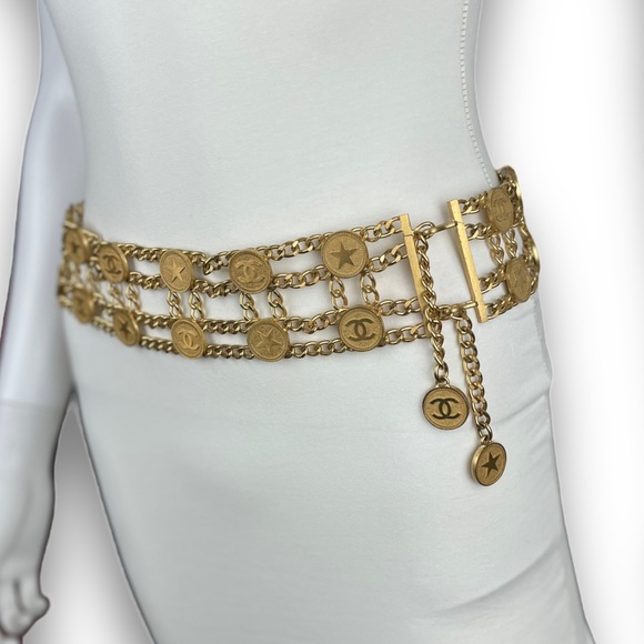 Chanel Spring 2001 Star Logo Double Row Chainlink Belt - Picture 3 of 14